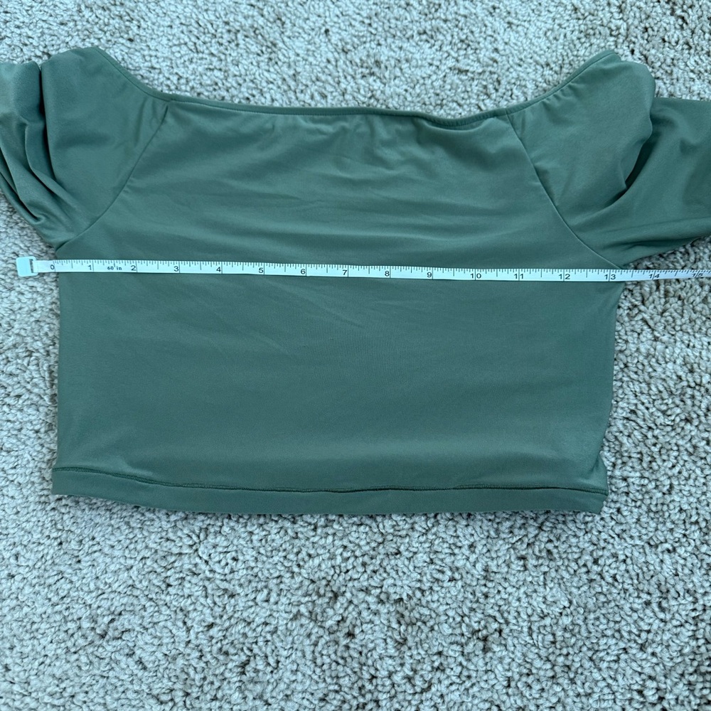 Smoothez by Aerie Off The Shoulder Long Sleeve Crop Top Green‎ Size Medium - Picture 6 of 6